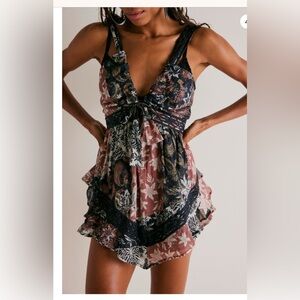 Free People Floral Print Sleeveless Romper size Small